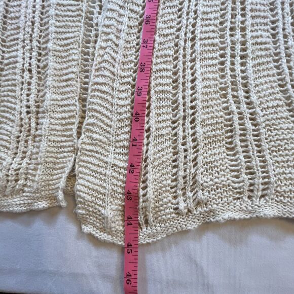 American Eagle Women's Sweater XS/S Beige Crochet Duster Open Front Wrap Hood - Picture 10 of 11